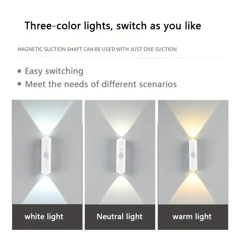 1/2/4/6 Stück Wandmontiertes Induktionslicht LED Smart Light USB Wiederaufladbar Dimmbar Schlafzimmer Nachtlicht Innen Wohnzimmer