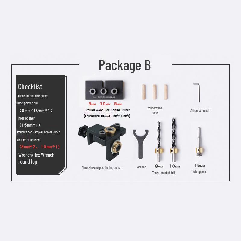 Woodworking 3-in-1 Furniture Connector & Dowel Hole Opener Tool