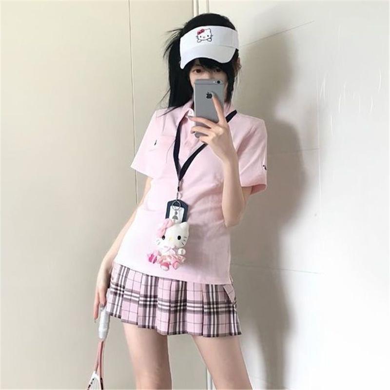 Japanese College Style Embroidered Polo T-Shirt & Shorts Set