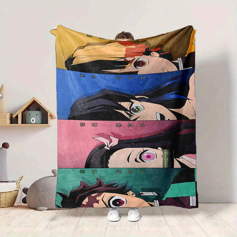 1Pc Heroic Anime Characters Flannel Blanket, Soft And Comfortable, Casual Warm, Camping Travel, Christmas, Halloween Xmas Gift Y1610
