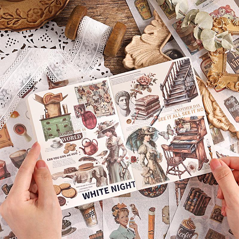 Yue Zhen Retro Journey Die-Cut Sticker Book for DIY Journals