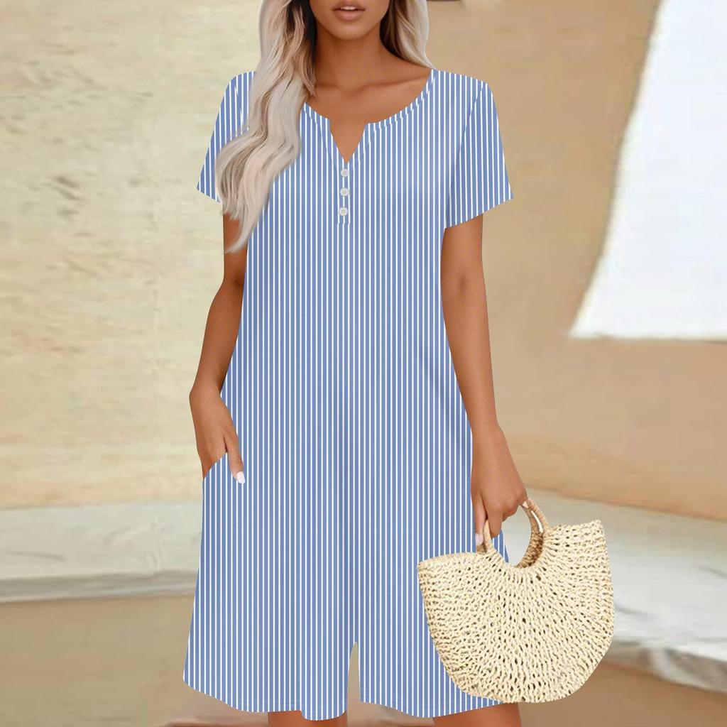 Damen Freizeit Jumpsuit mit kurzen Ärmeln Mode Top Jumpsuit Shorts Romper mit Taschen