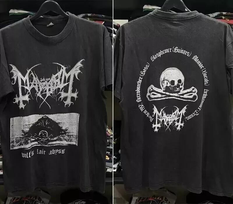 

1997s Mayhem Wolf’s Lair Abyss Metal Tour 2 Side Black T-shirt Reprint Unisex T-Shirt S
