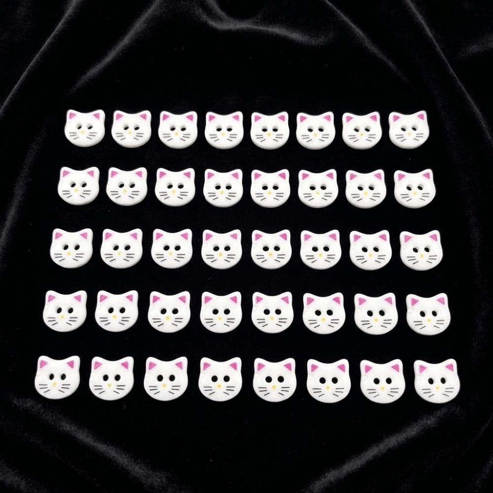 40pcs Mini 12mm Kitty Buttons Creative Resin Calico Cat Buttons Cute Colorful Kitten Head Buttons Clothes Accessories