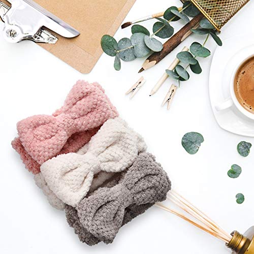 3 Pack Spa Microfiber Bowtie Headbands Makeup Headband Skincare Headbands Facial Headband Face Wash Headband Face Washing Headband Towel Headbands