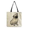 Women Vintage Linen Tote Bag - Large Capacity Dog Print Shoulder Handbag for Casual & Grocery Shopping KTB