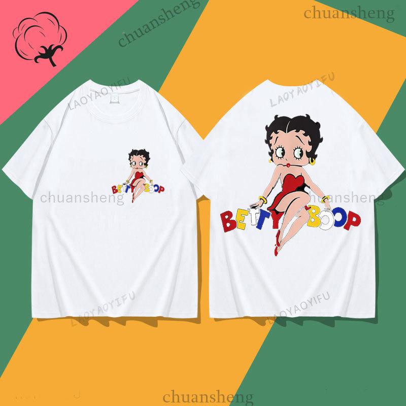 Hot Sale Bettyboop Camiseta Kawaii Cartoon Retro Style Cotton Crewneck Casual Y2k Clothes Tshirt Shoujo Girl Style Creativity