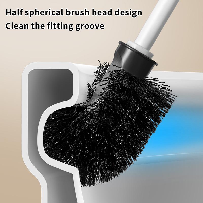 1 Set Soft Bristle Plastic Toilet Cleaning Brush Splash Proof Handle Toilet Brush With Base Bathroom Toilet Cleaning Tools