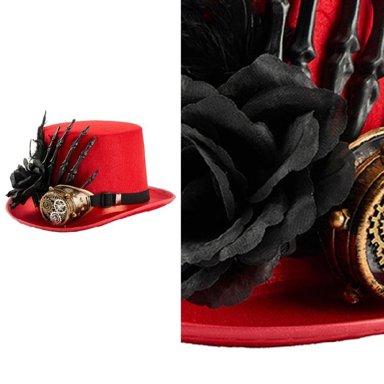 Gothic Skelett Hand Hut Dark Series Blume Zylinder für Halloween Event und Magier Outfit Verkleidungszubehör