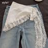 Retro  Lace Triangle Headscarf Retro Y2K Embroidered floral Neck Scarf Crochet Hair scarf Bandanas for Women Girls Lace Kerchief