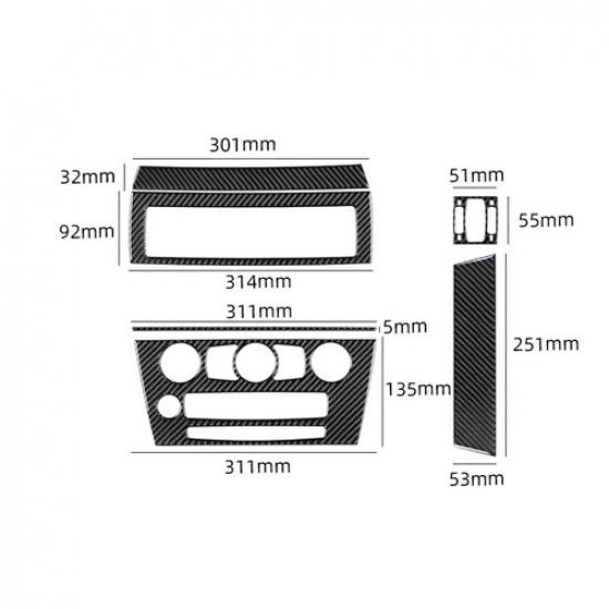 5pcs Carbon Fiber Car Front Center Dashboard Panel Cover For BMW 6 Series 04-10