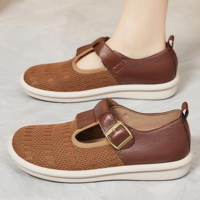 Shoes for Women's New Casual and Versatile Women's Shoes for Summer Lightweight Breathable Single Shoes Buckle Soft Sole Not Smelly