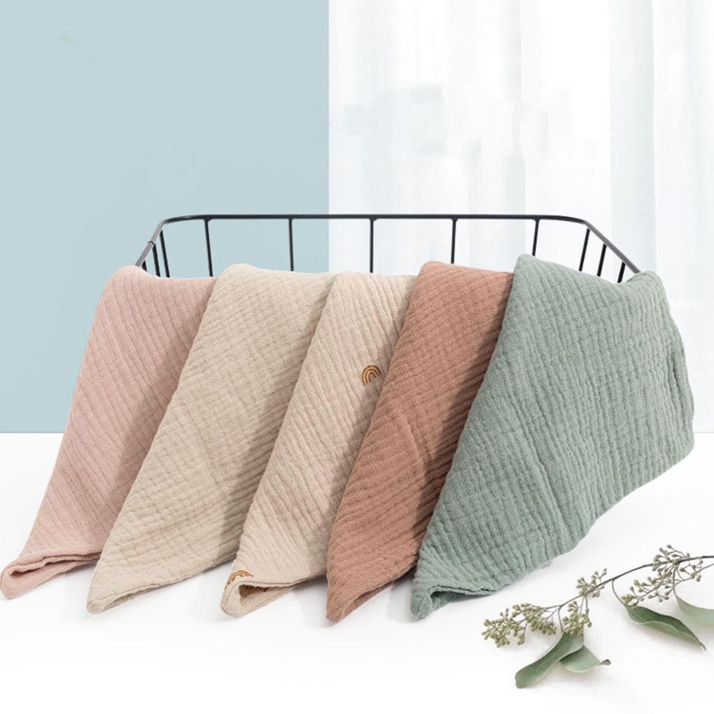 5Pcs Baby Cotton Washcloth Soft Cotton Linen Absorbent Baby Towels  Muslin Squares Newborn Baby Hand Towel Burp Cloth Square Set