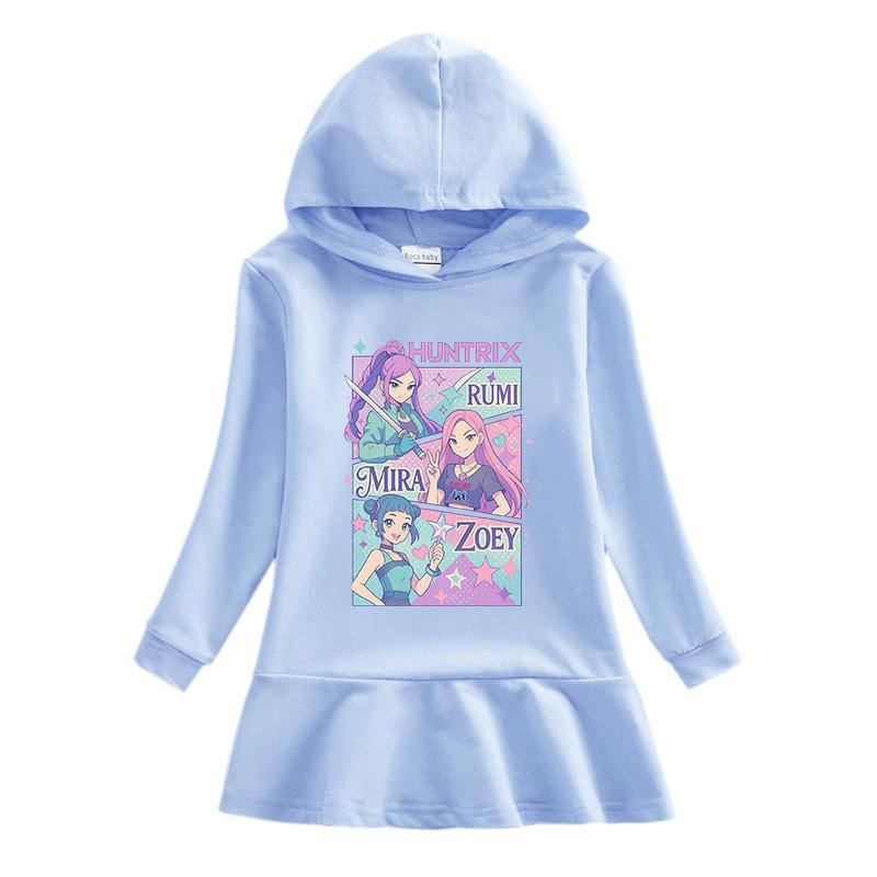 Mehrfarbiges Mädchen Kpop Rumi Zoey Mira Hunters Bedrucktes Kapuzenkleid