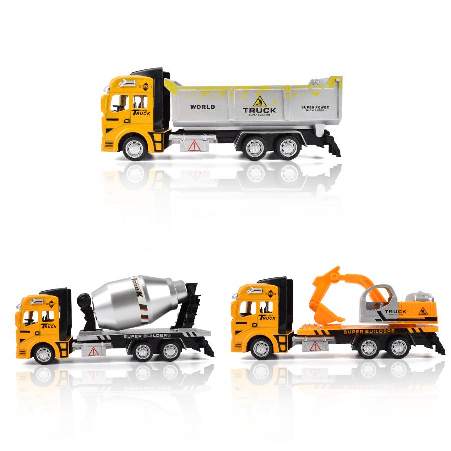 Truck Alloy Diecast Car Model Pull Back Car Toys Carrier Vehicles Construction Excavator Engineering Car Toys for Kids Boys Gift