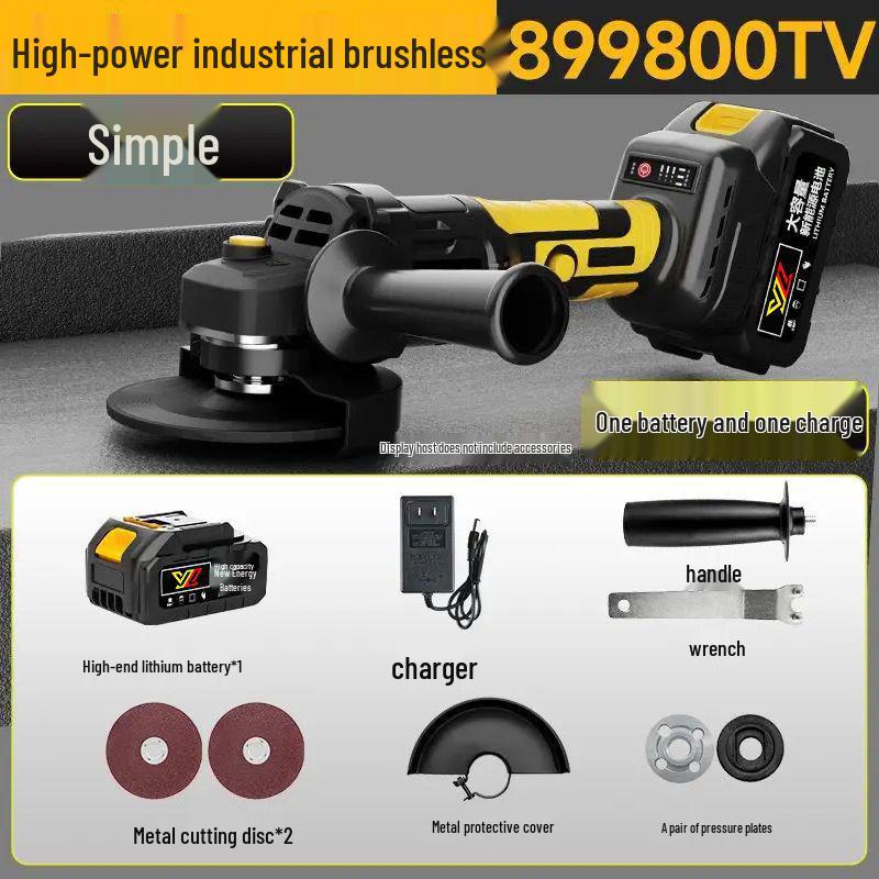 High-Power Brushless Rechargeable Angle Grinder with Lithium Battery for Cutting and Multi-Function Polishing