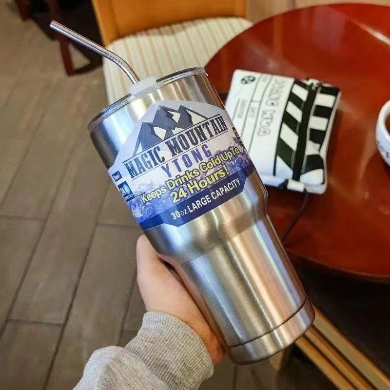304 Stainless Steel Insulated Coffee Cup Classic Design Lid Dual Purpose Hot Cold Beverages Vacuum Cup for Car Use