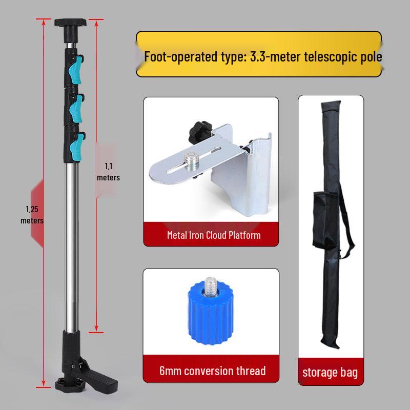 Telescopic Rod for Ceiling Support with Spirit Level and Infrared Bracket