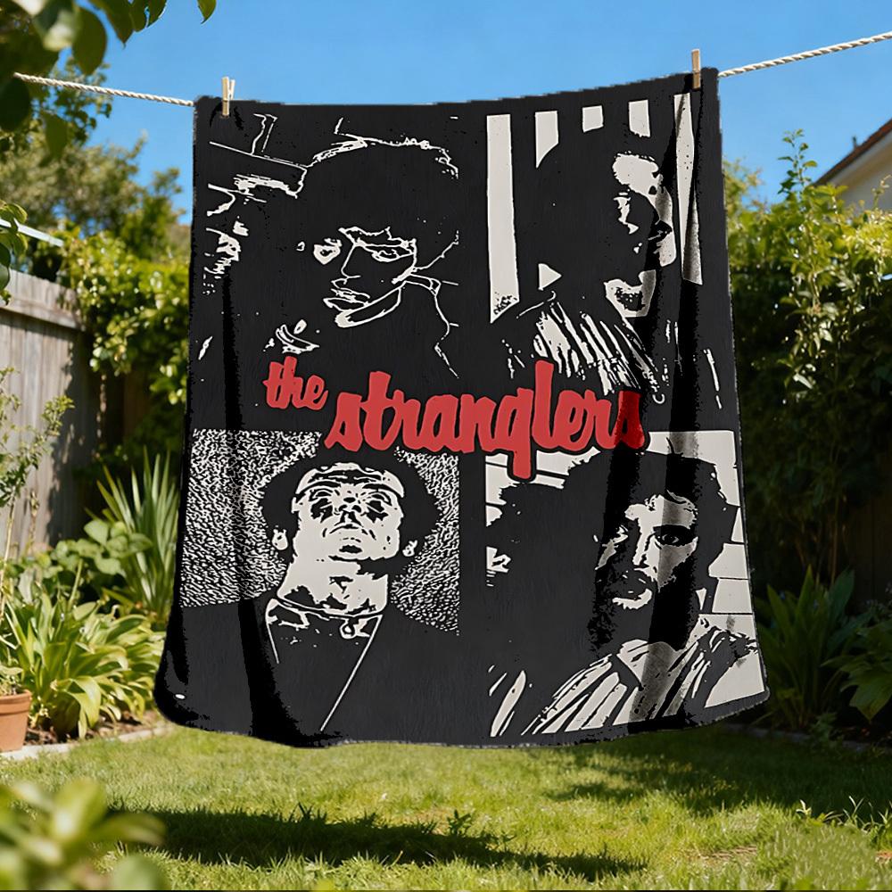 1pc The Stranglers Band Outdoor Flannel Blanket, Cozy & Warm Soft Te Playful Design, Napping Camping,