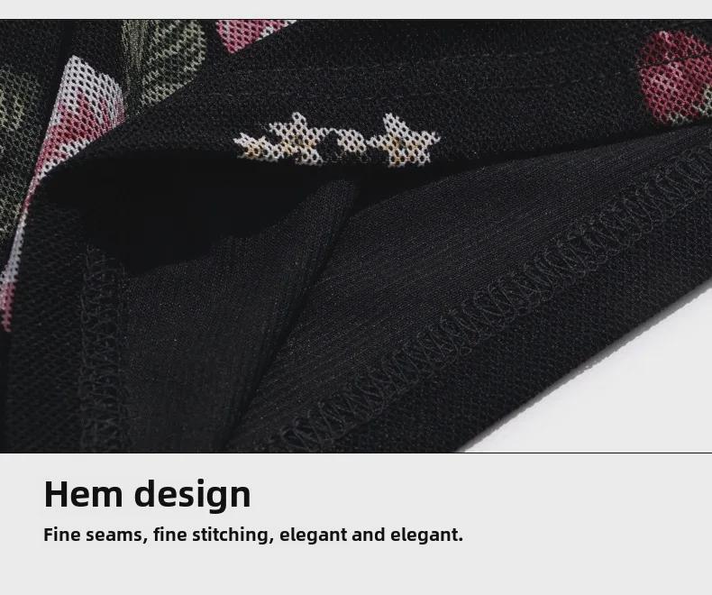 Autumn Black Long-Sleeve Printed Pullover: Mid-Length, Loose-Fit, Round-Neck T-Shirt