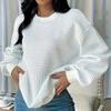 Moda Donna Casual Primavera Autunno Colore Solido Stampa Manica Lunga Girocollo Camicette Camicie