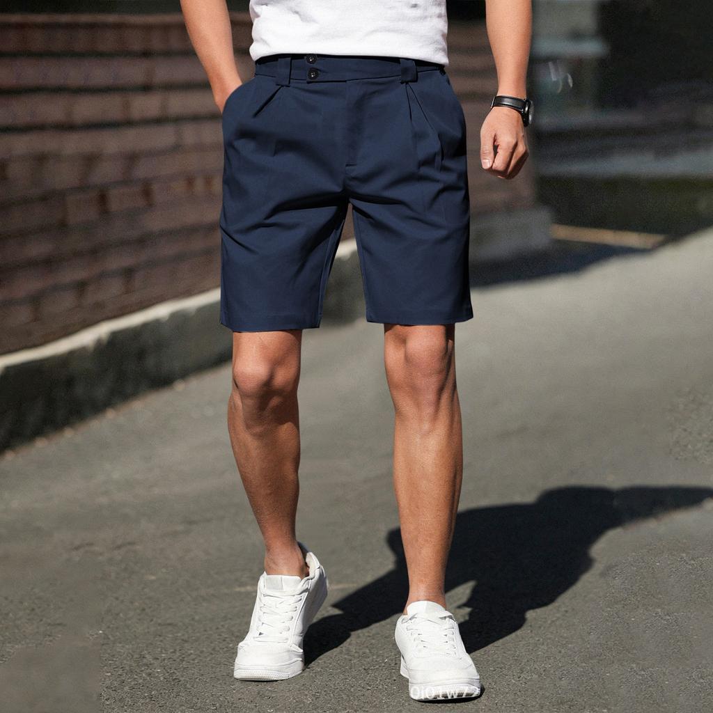 Herren Freizeithose Gerader Schnitt Knopfbefestigung Reißverschluss Seitentaschen Gürtelschlaufen Leichter Stoff für den täglichen Gebrauch