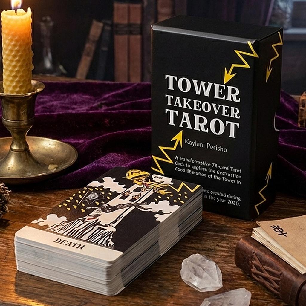 Tower Takeover Tarot Deck in Rigid Box 12*7cm, Unique 79-Card Tarot Set for Transformation & Liberation Double-embossed
