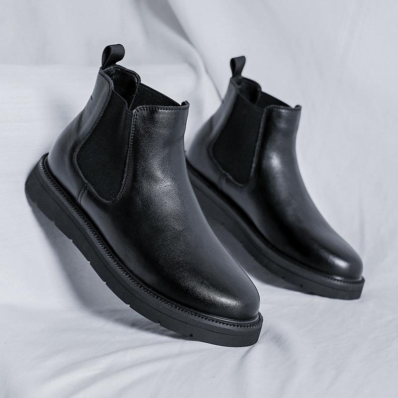 Herbst Winter Herren Knöchelhohe Stiefel Neue Designer Leder Chelsea Boots für Mann Einfarbige High-Top Schuhe Mode Herren Business Schuhe