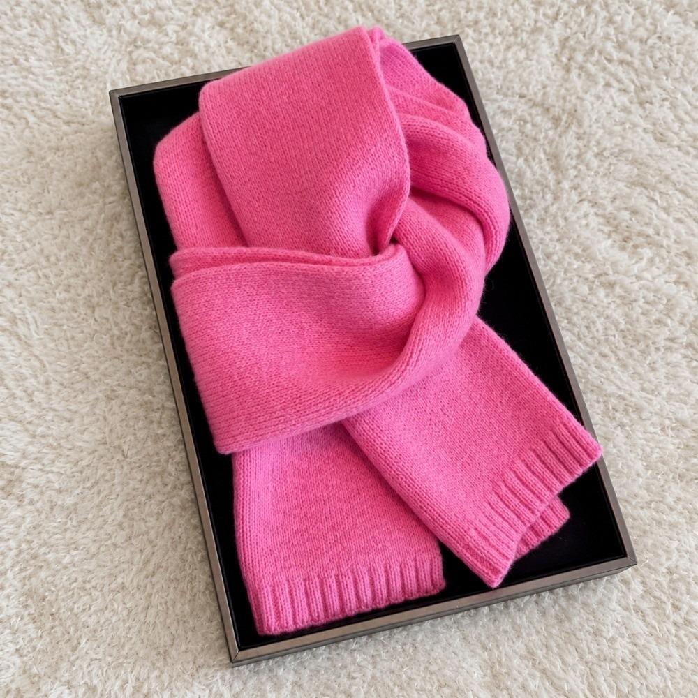 Solid Color Pure Wool Scarf Skin-Friendly Neck Warmer Wrap Wool Knitted Scarf  Autumn Winter