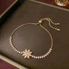 European & American Women's Zircon Flower Necklace & Rotatable Pendant Earrings Set