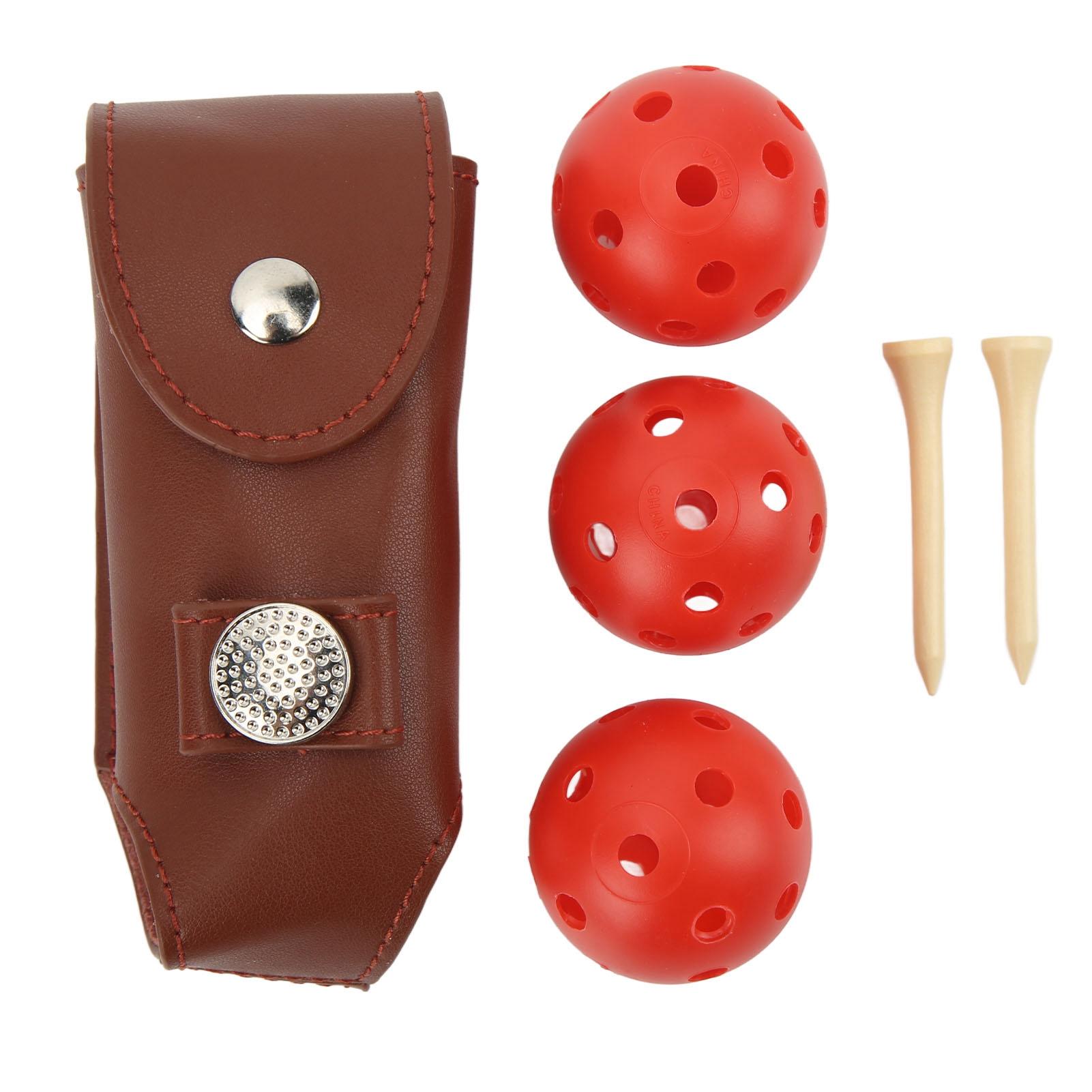 

Ball Tee Pouch Leather Magnetic Buckle Design Portable Ball Holder for 3 Balls