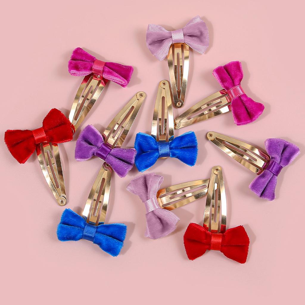 10/30pcs Cute Hair Bows Clips for Girls Velvet Bows Barrettes Clips Alloy Snap Hair Clip Hairpins Children Kids Hair Accessories