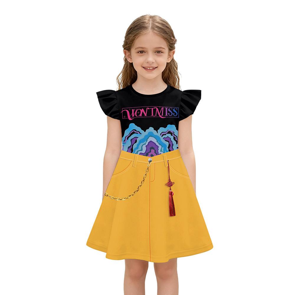 

Детское платье для девочек с аниме-мультяшным 3D цифровым принтом, костюмы для косплея на Хэллоуин XXL