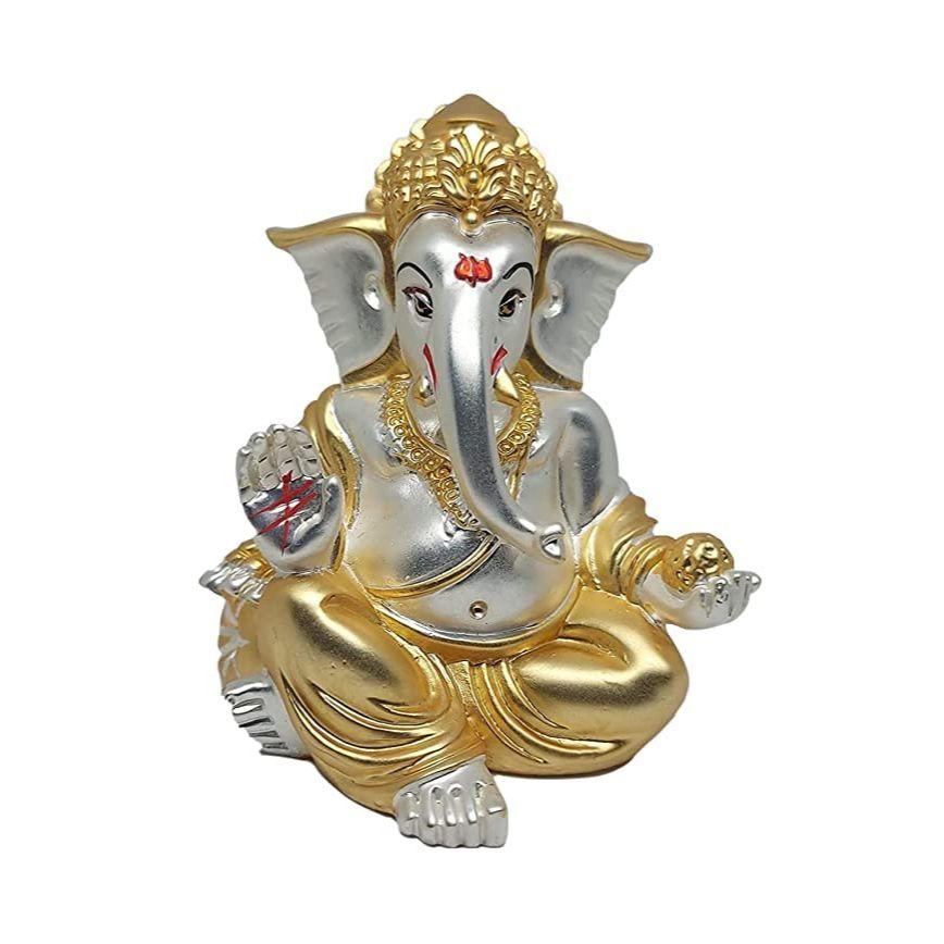 

Позолоченная и посеребренная матовая статуэтка Ганеши для приборной панели автомобиля, мурти Ганеши, статуэтка Ганапати для домашнего декора, пуджи, статуя Господа Ганеши