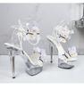 Strap Shoes Butterfly Sexy Super High Heels 15CM Thin Heel Waterproof Platform Sandals Transparent Crystal LFD