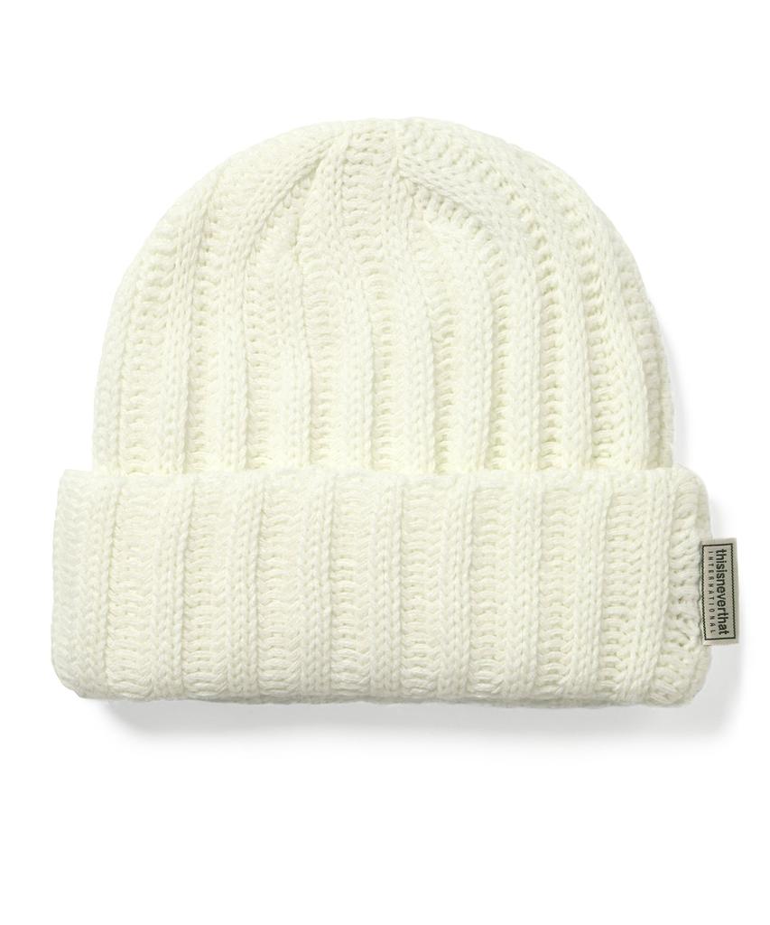 THISISNEVERTHAT Low Gauge Ribbed Beanie Off White