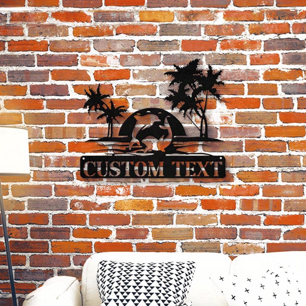 Unique Custom Couple Name Metal Dolphin Sign Contemporary Beach Home Decor Personalized Housewarming Wall Gift