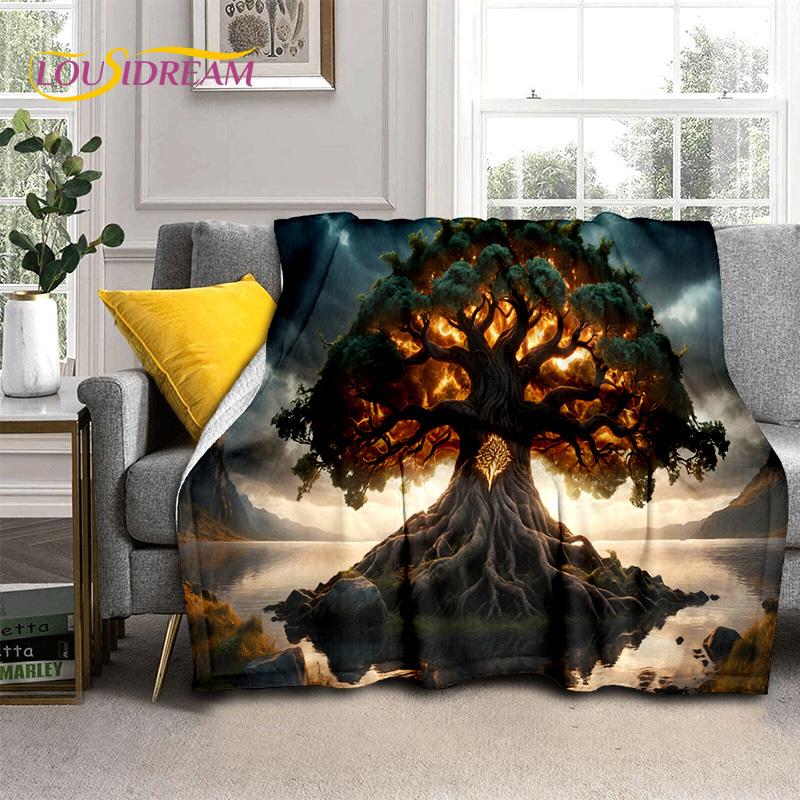 Tree of Life Nature Viking Yggdrasil Norse Soft Flannel Blankets,Throw Blanket Comfortable Blanket for Picnic Beds Home Bedroom