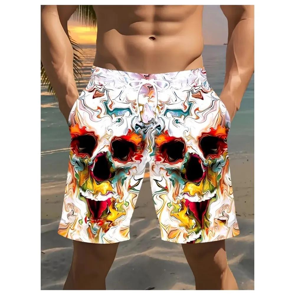 Summer Men's 3D Printed Beach Pants Fashion Versatile Trend Breathable Casual Vacation Style