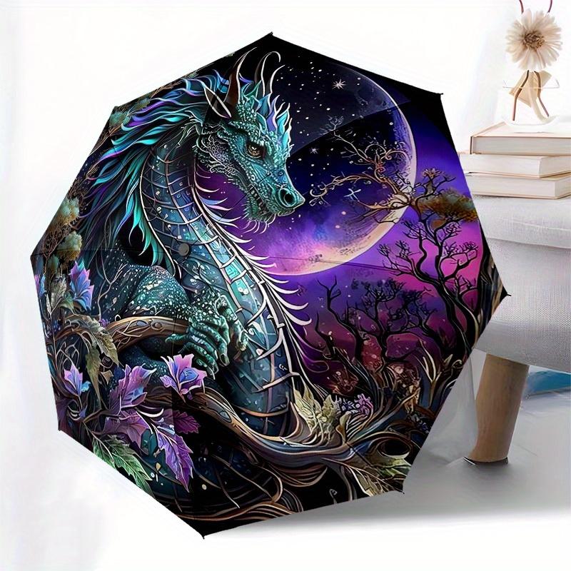 1pc Fantasy Dragon Moon Night Artwork Umbrella with Plastic Handle,Suitable for All Seasons Home Travel Outdoor UmbrellaB1851