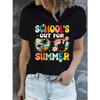 Women's Graphic Letter Print T-shirt - Casual Crew Neck Short Sleeve Top for Spring & Summer