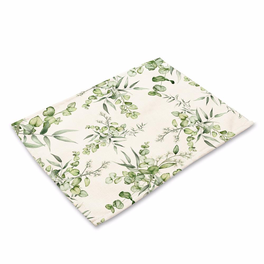 Bohemian Floral Pattern Placemat Kitchen Decor Cotton Linen Boho Dining Table Mats Coaster Pad Bowl Coffee Cup Mat 40X30cm