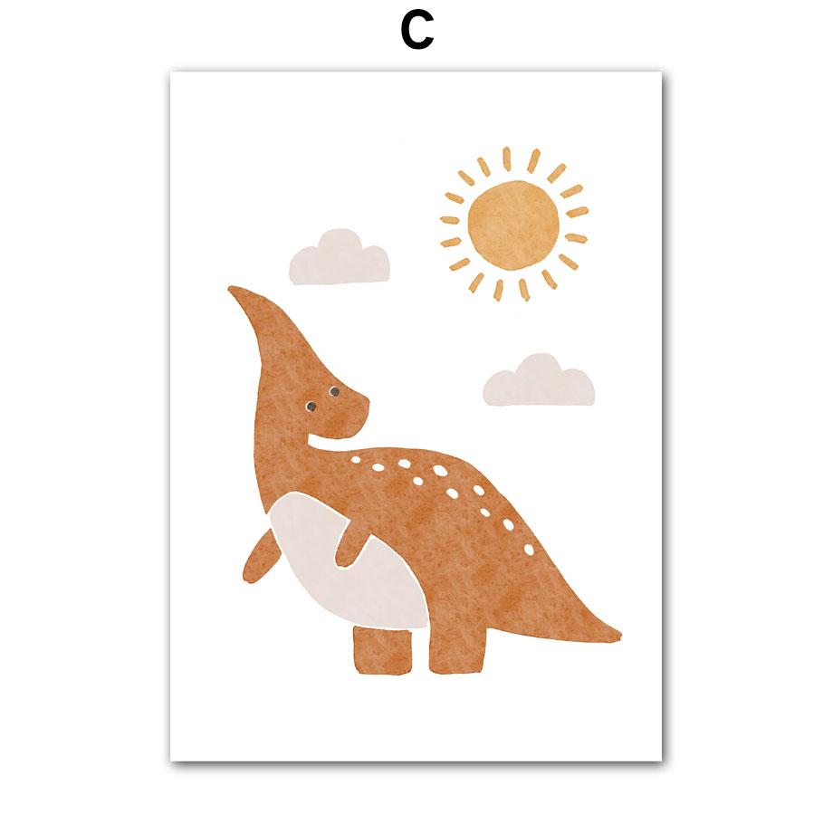 Wandkunst Kinderzimmer Dekoratives Poster Cartoon Neues Baby Dinosaurier Süßes Herz Alphabet Kindergarten Leinwand Malerei Druck Wandbild
