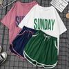 2022 Korean Summer Women's Casual Two-Piece: Loose Top & Shorts Sportswear Suit