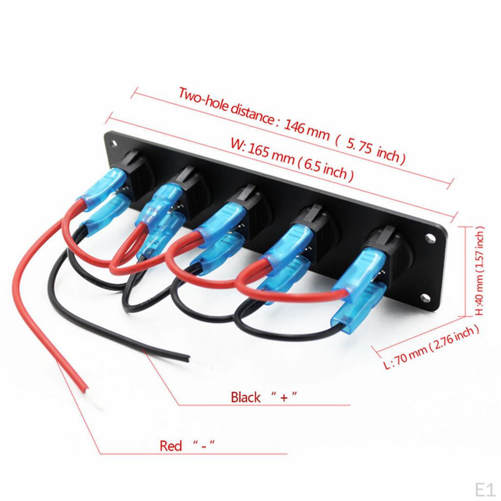 12-24V 5-gniazdowy okrągły przełącznik kołyskowy Panel niebieski RV Boat