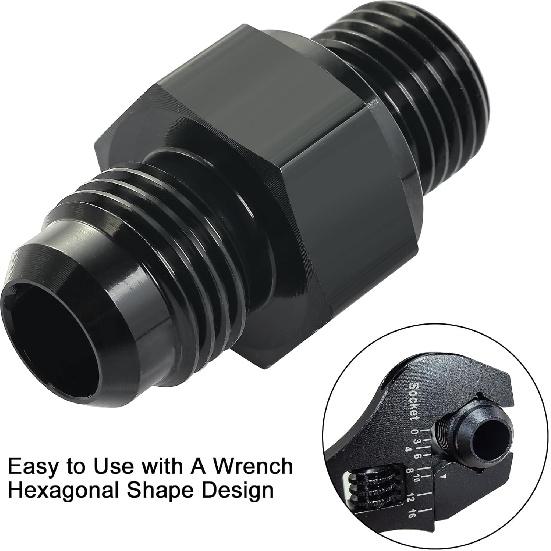 EVIL ENERGY 6AN Male to 1/4" NPSM Transmission Cooler Fitting Adapter Aluminum Black 2PCS, Fits TH350 TH400 4L60E 700R4 200-4R TR6060 AOD 4R100 4R70W