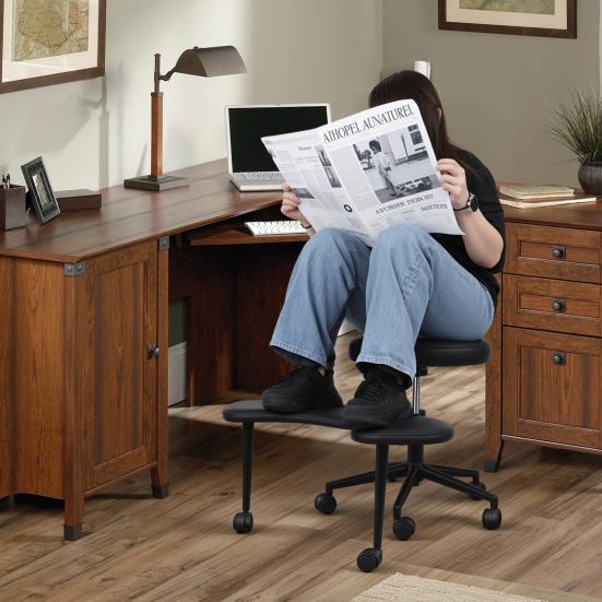 Sedia da Ufficio a Gambe Incrociate, Sedia da Scrivania ADHD, per Adulti, con Ruote, Supporto Lombare Criss e Altezza Regolabile