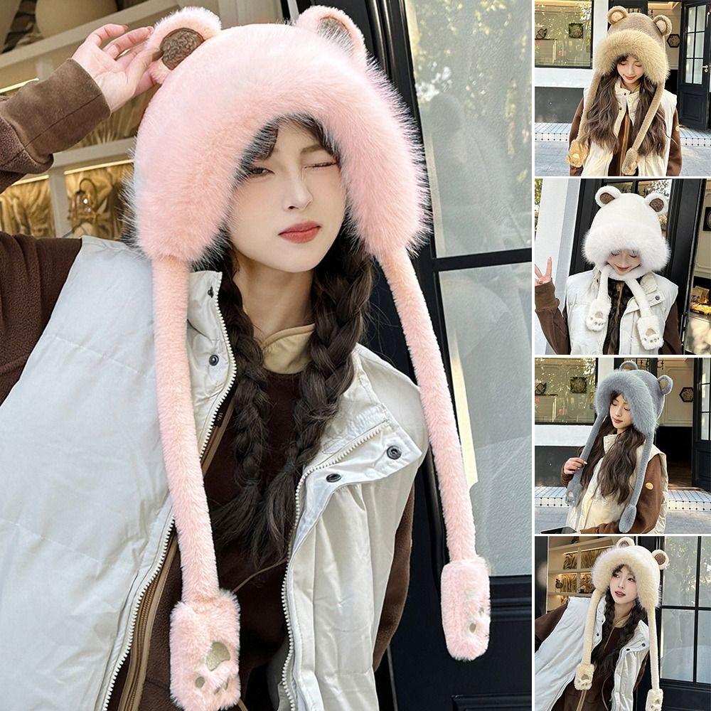 Plush Winter Warm Hat Windproof Ear Protection Hat Casual Earflap Bonnet Hat  Outdoor
