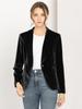Allegra K Velvet Blazer Coat with Shawl Collar and Button Closure, Solid Color, for Office Wear, Women's, Black, Size XS