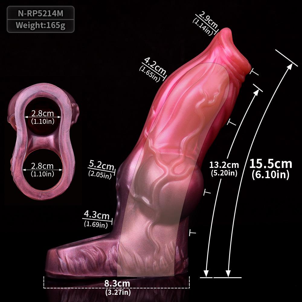 N-5214 Men's Thickened Silicone Wolf Tooth Sleeve - Enlarged Erotic Knot Design.